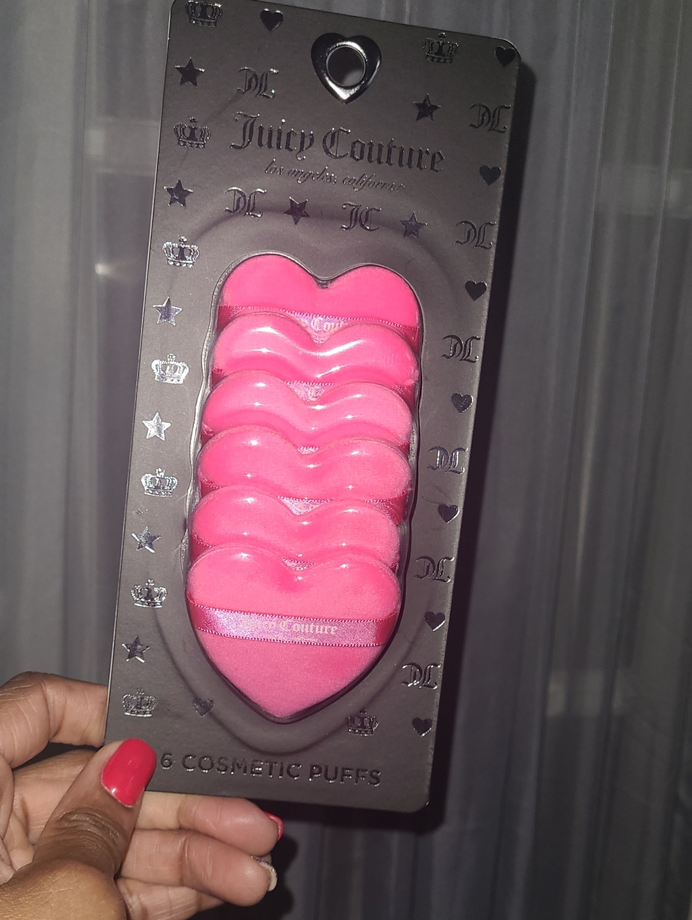Juicy Couture Hot Pink Heart Cosmetic Puffs - Set of 6